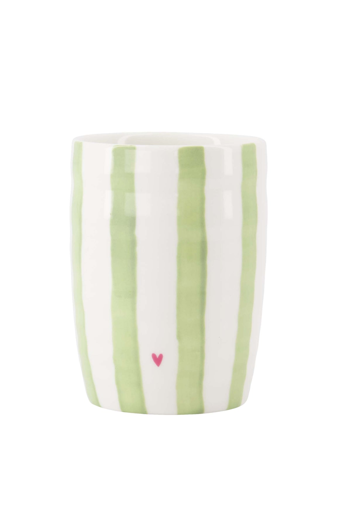 Keramik Tasse - Gestreift grün mit Herz