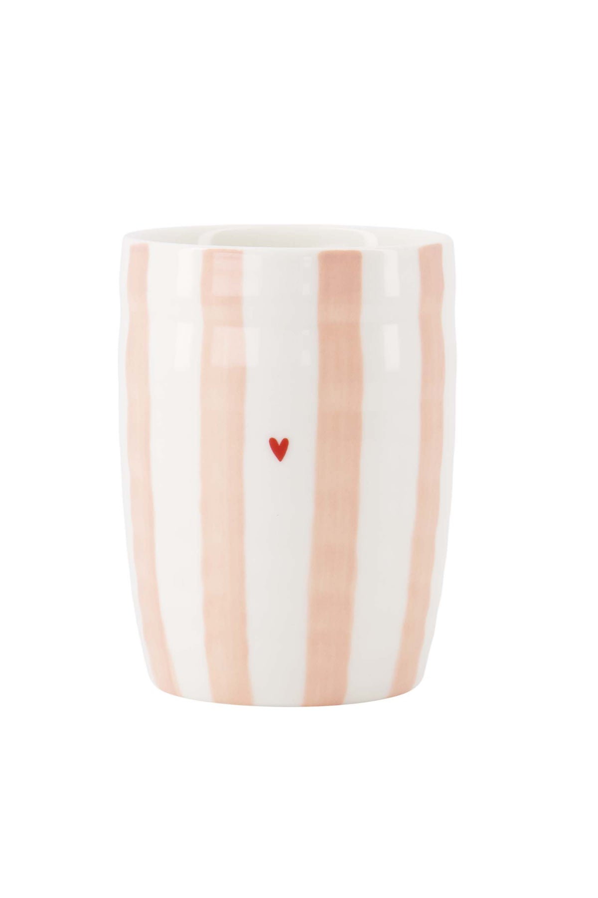 Keramik Tasse - Gestreift rosa mit Herz