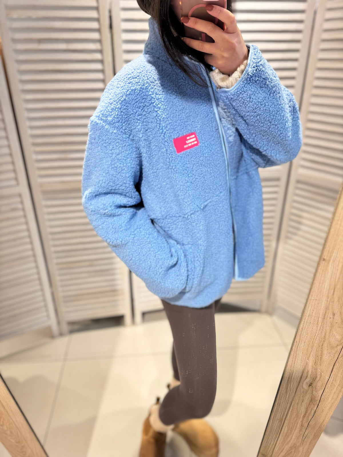 Plüsch-Reissverschlussjacke - Blau