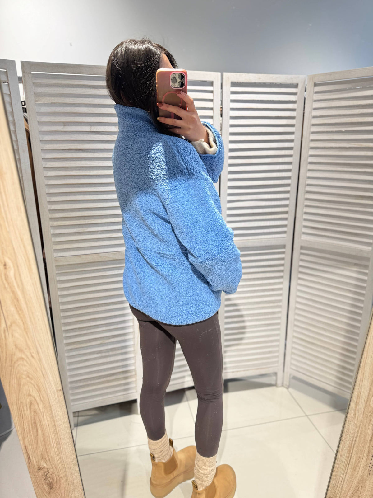 Plüsch-Reissverschlussjacke - Blau