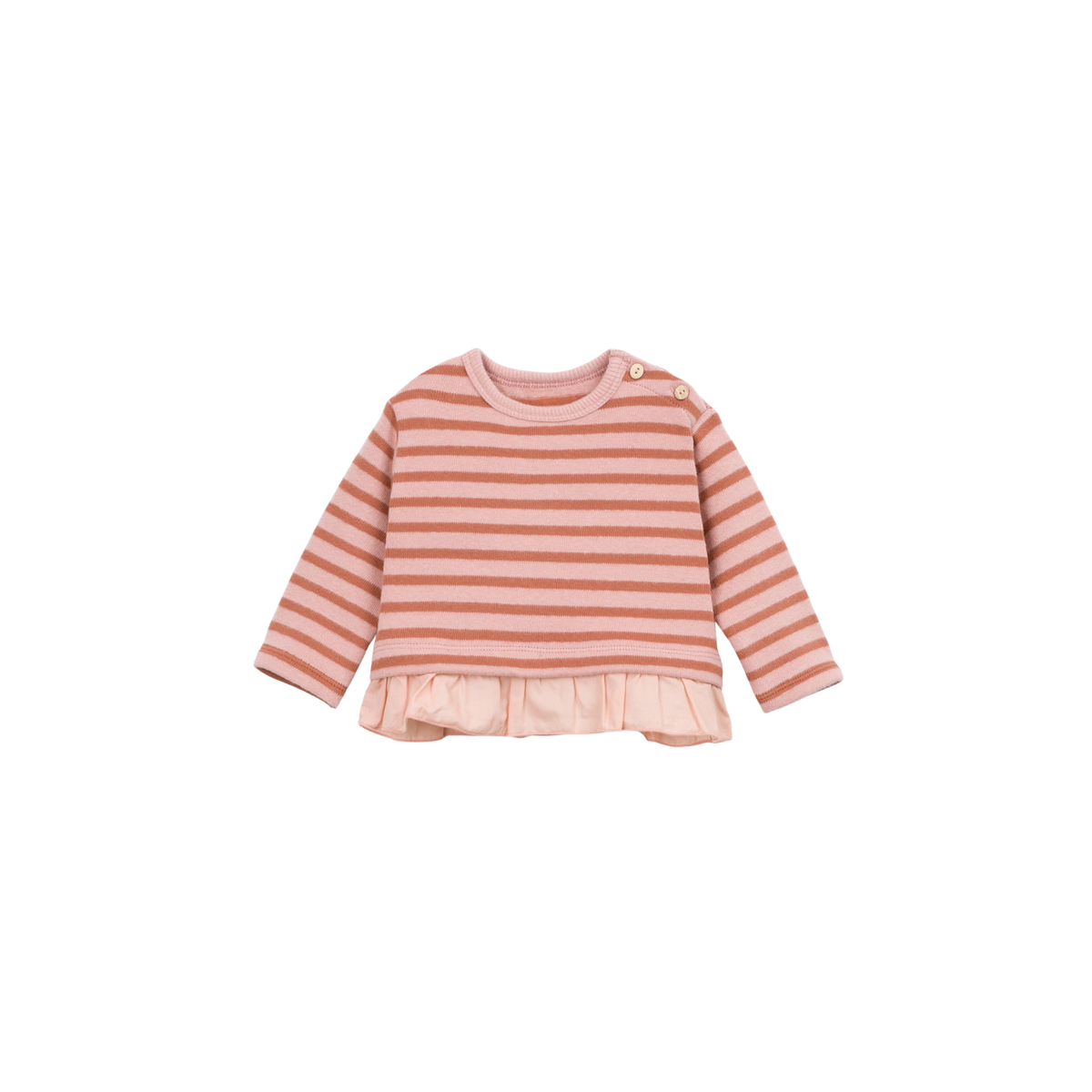 Gestreifter Jersey Sweater mit Rüschen