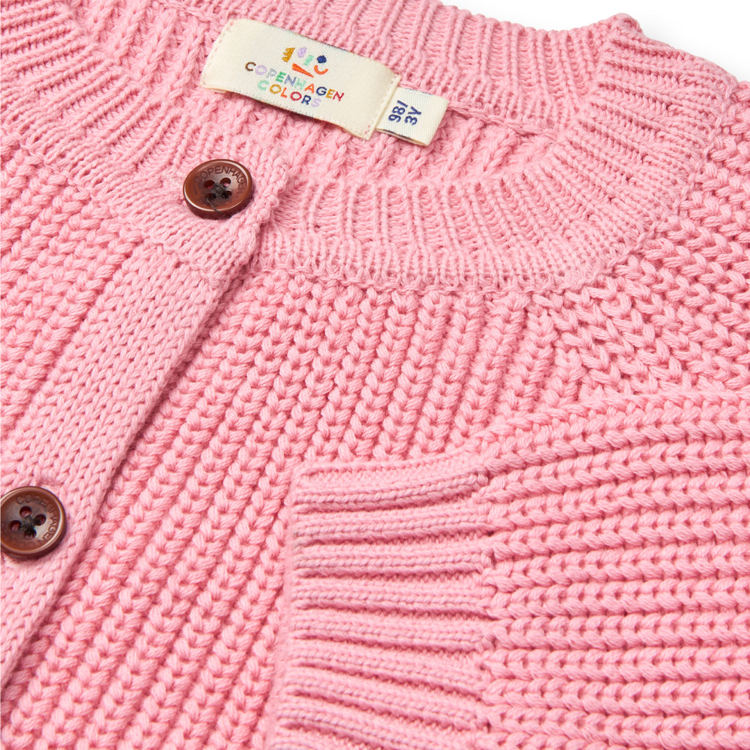 Gestrickter Rib Cardigan - Pink