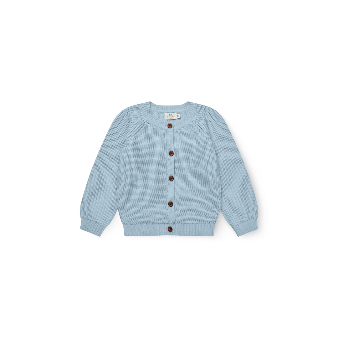 Gestrickter Rib Cardigan - Dusty Blue