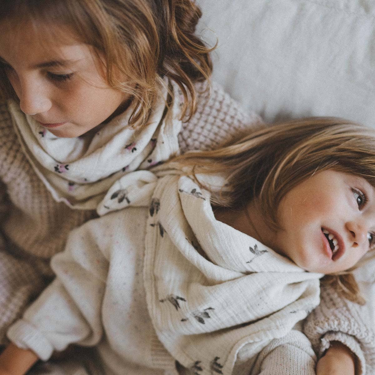 Musselin Halstuch Kinder - Apfel/Flieder