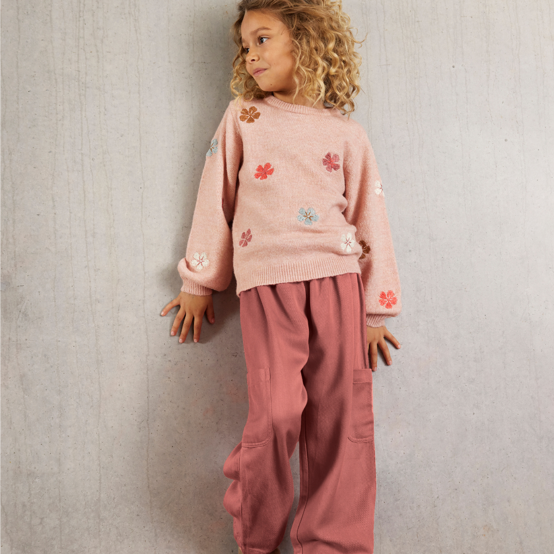 Strickpullover mit Blumen