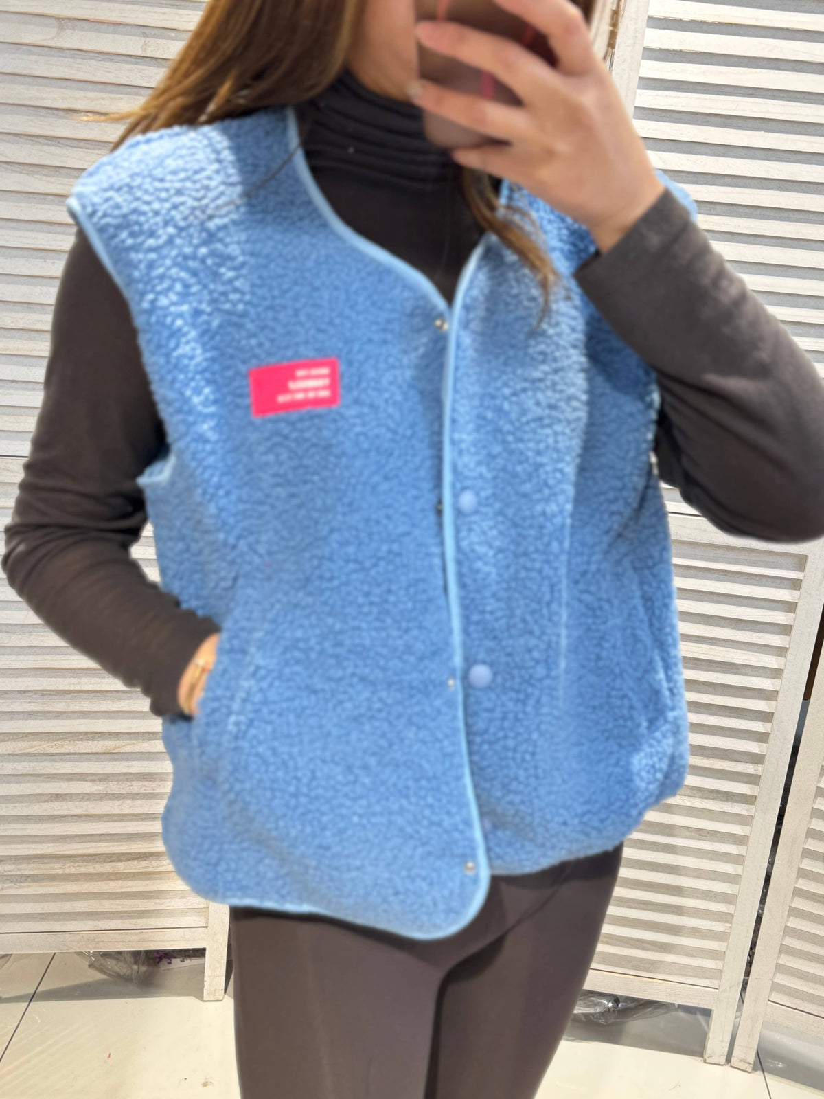 Teddy Fleece Veste - blau