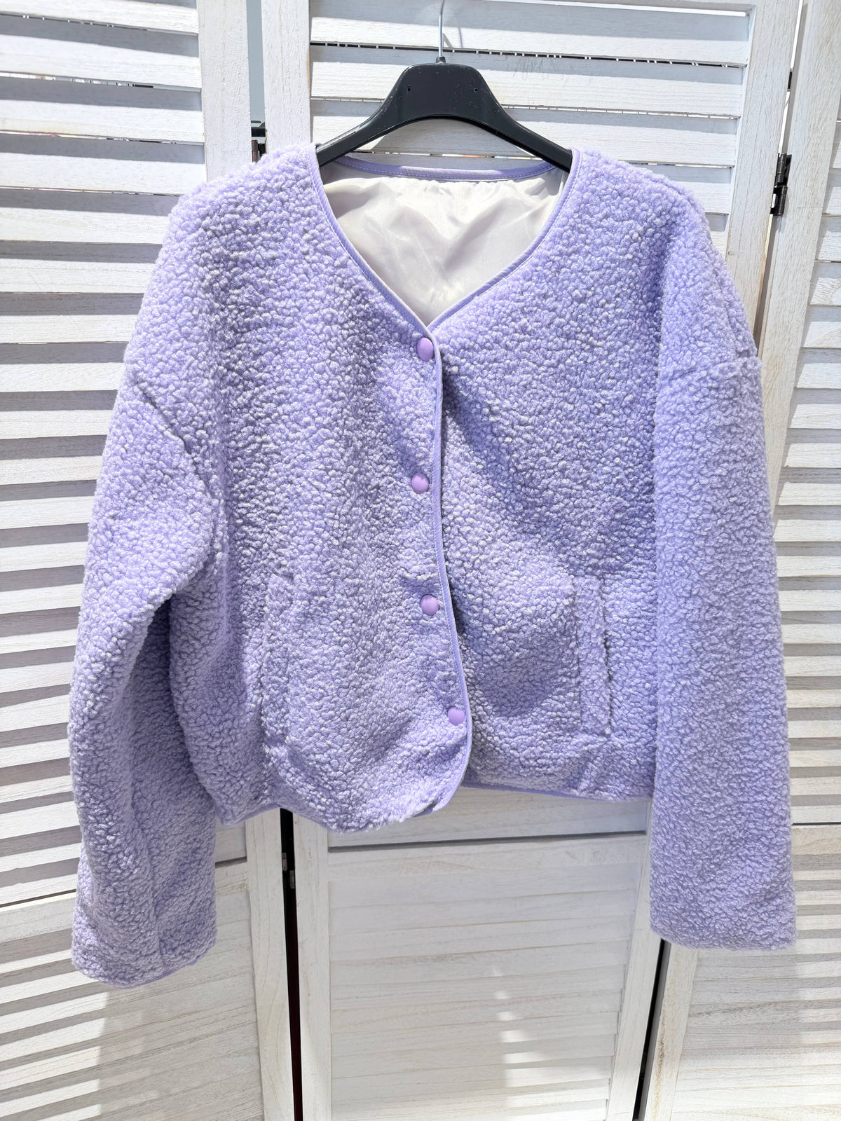Teddjacke Good Vibes - flieder