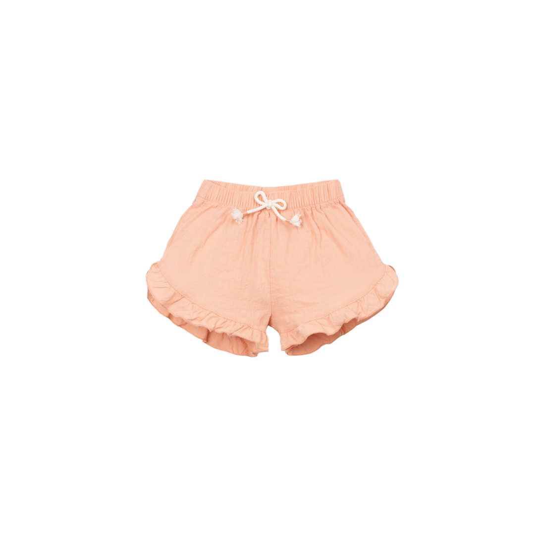 Leinenshorts Uni mit Rüschen