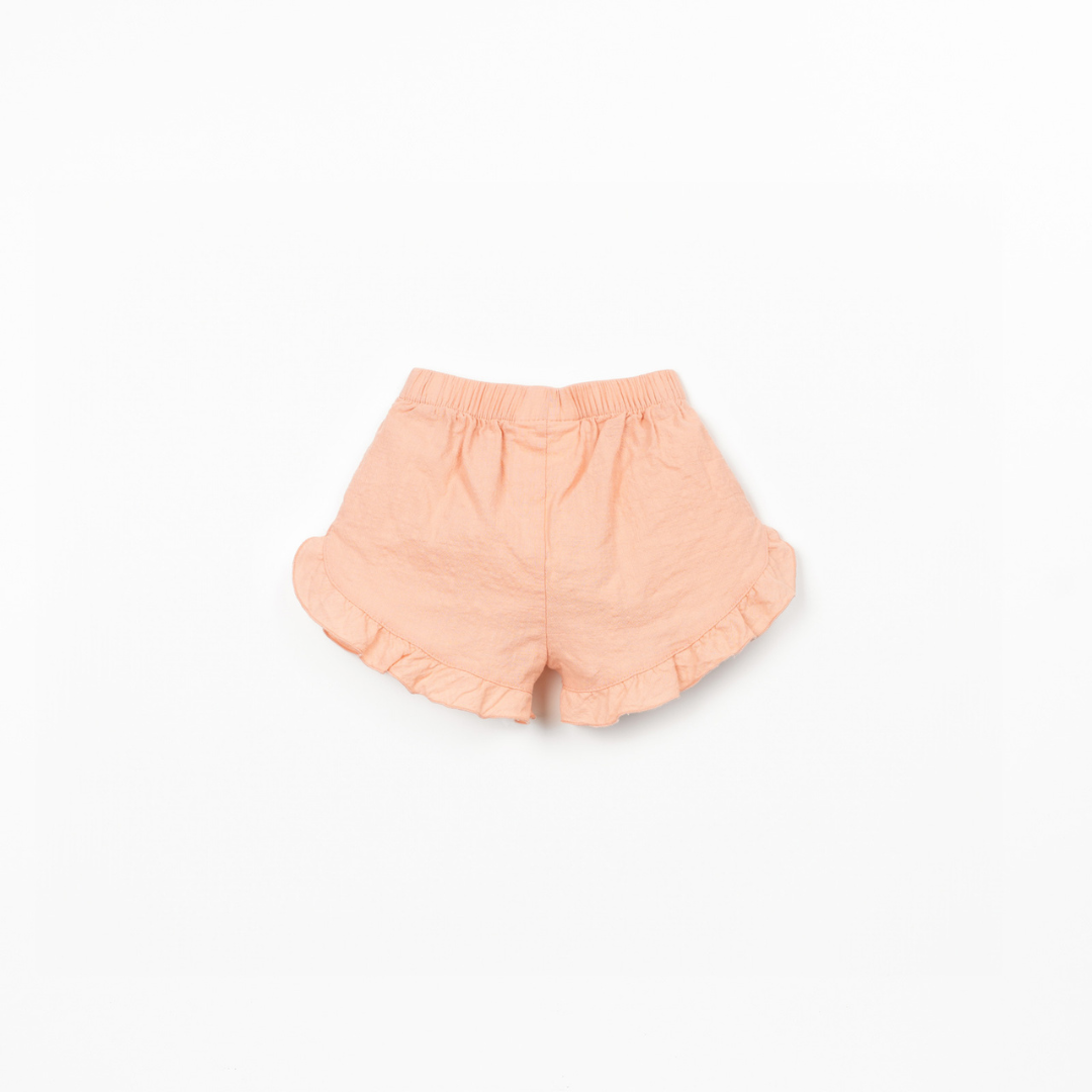Leinenshorts Uni mit Rüschen