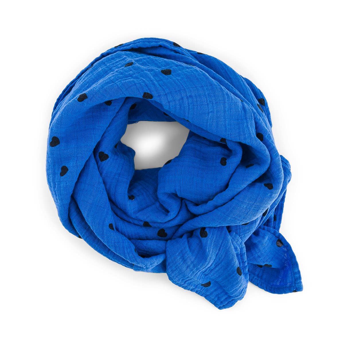 Musselin Halstuch Kinder - Blau mit Herz