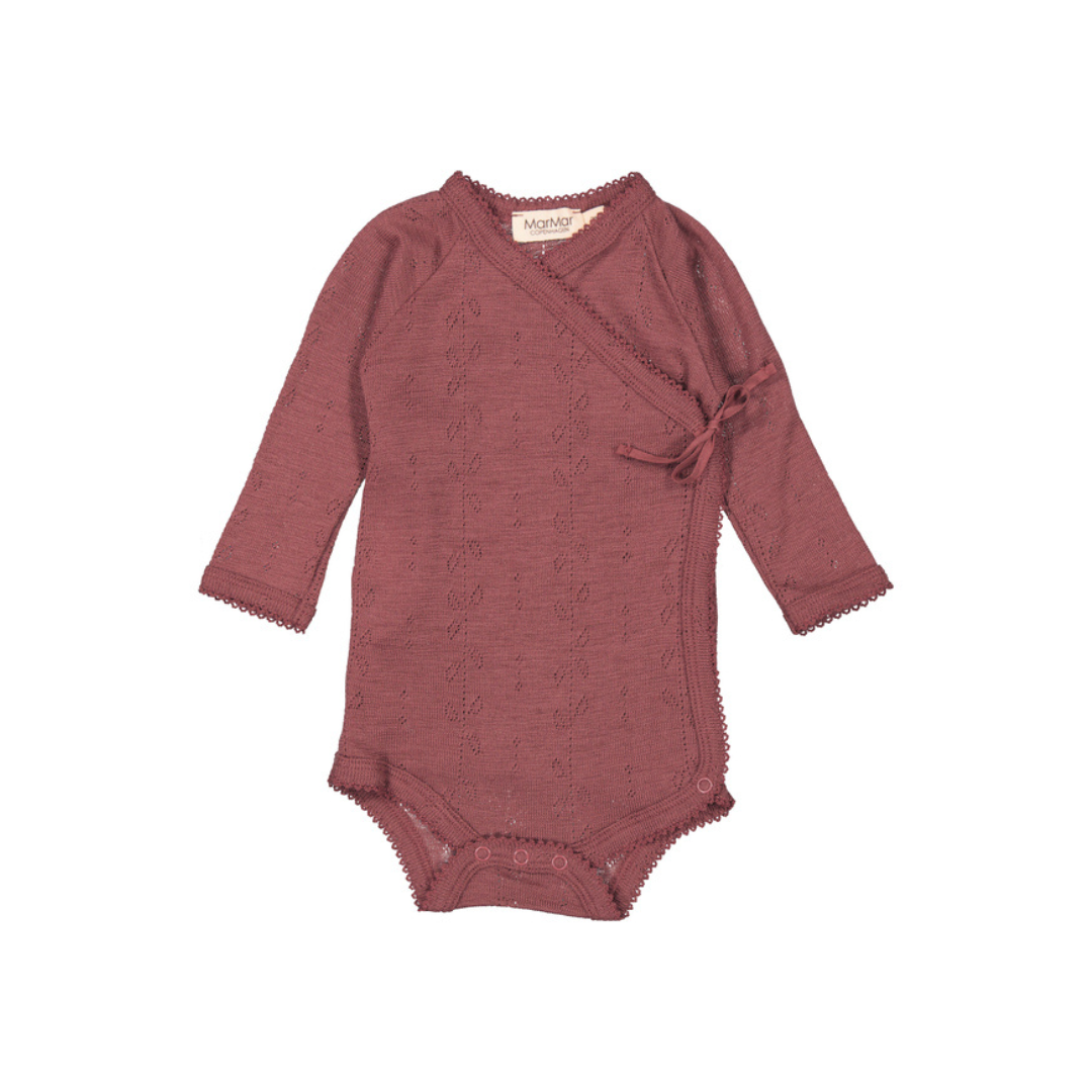 Langarm Wickelbody Wolle - berry blend