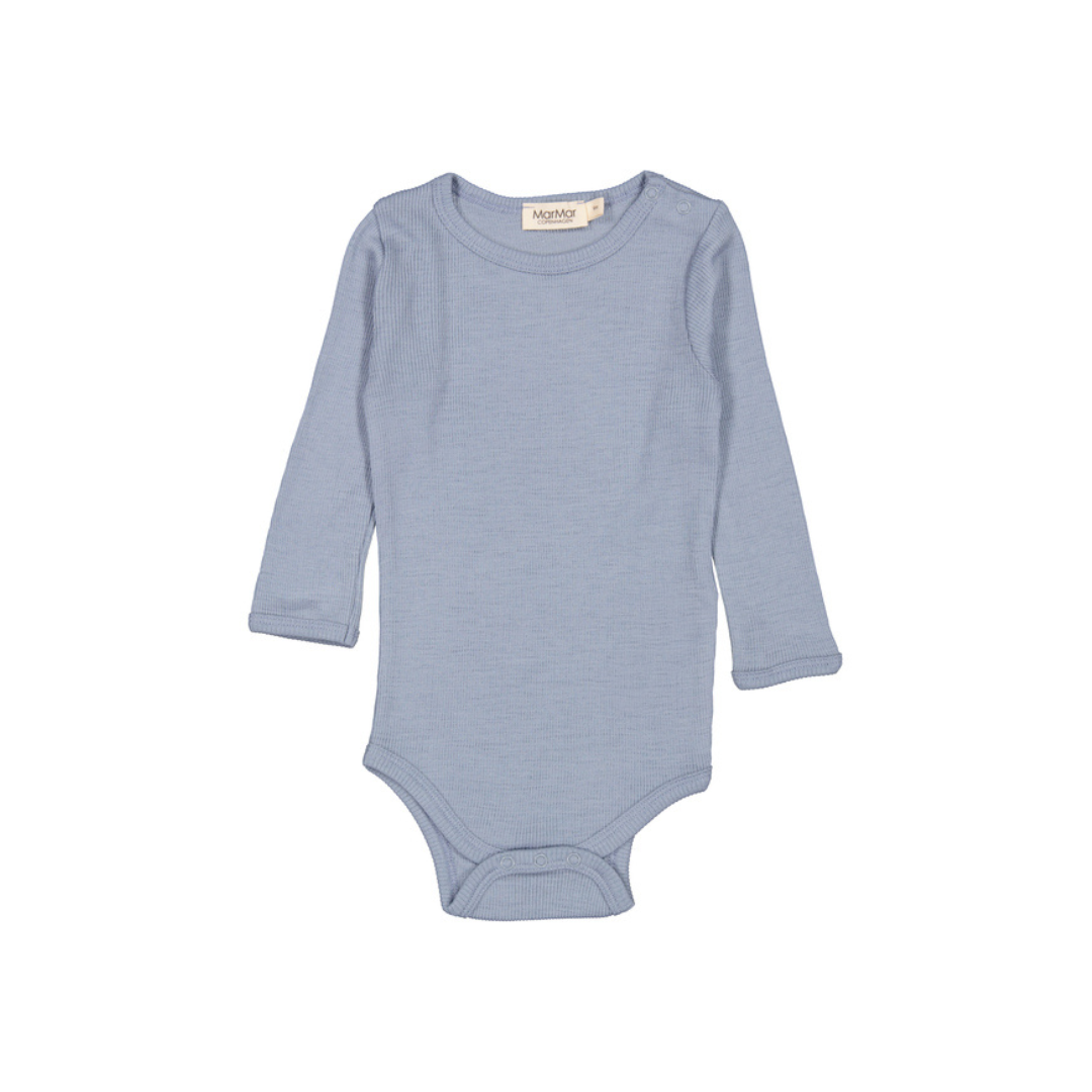 Langarm Body Wolle - monsoon blue