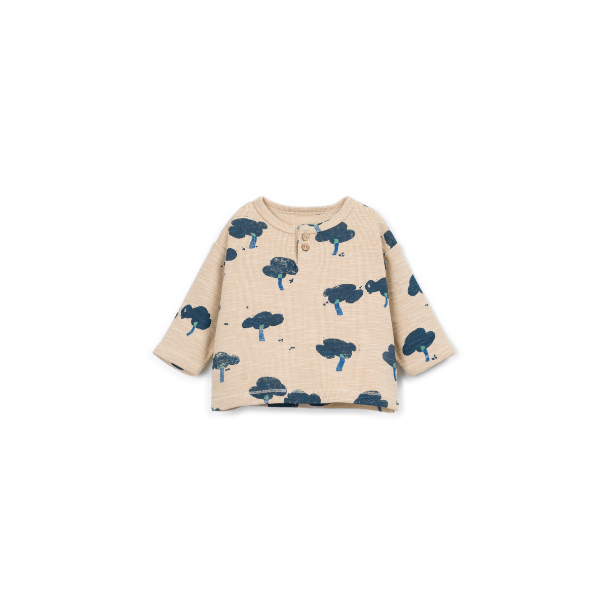 Bedrucktes Rib Shirt - petrol/beige
