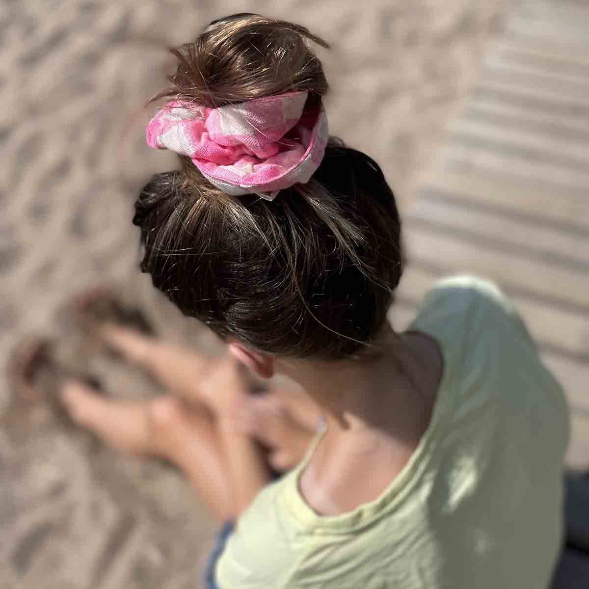 Haargummi- vichy/pink