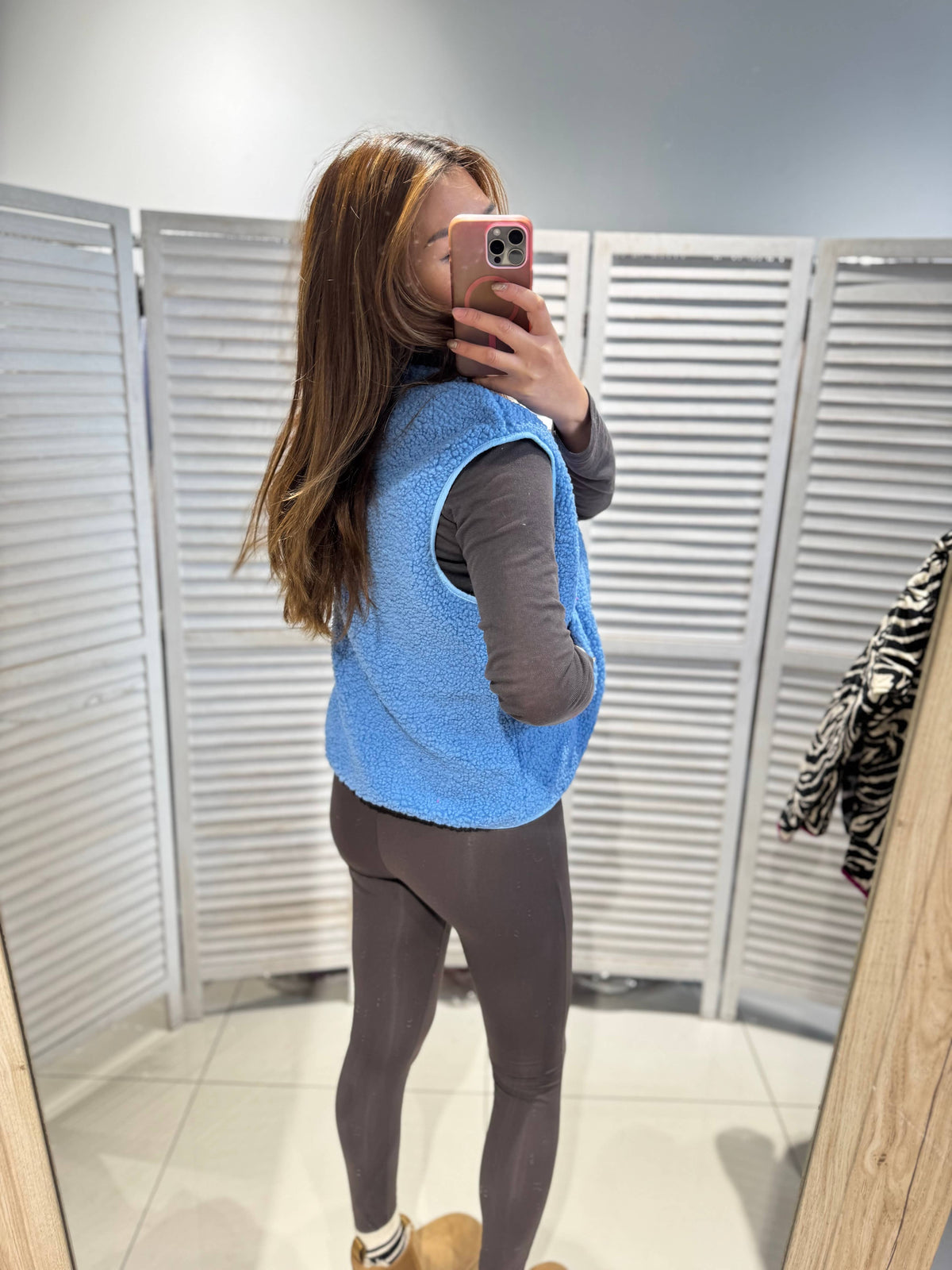 Teddy Fleece Veste - blau