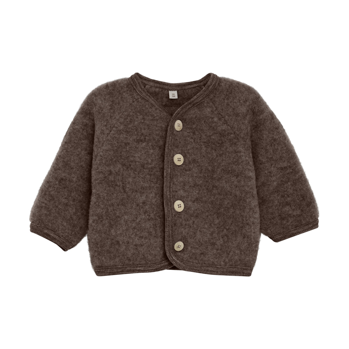 Wollfleece Jacke mit Knöpfen - Brown Melange