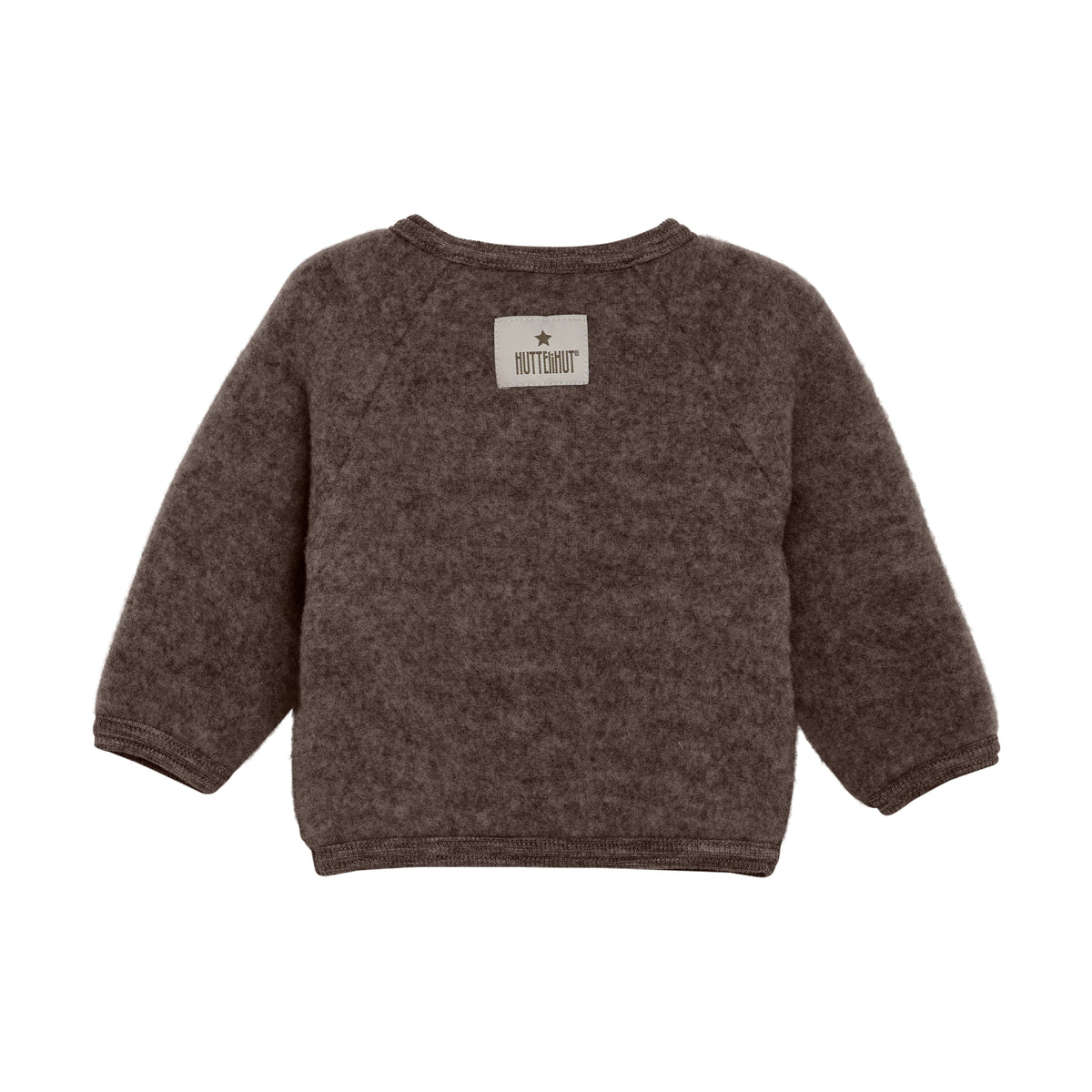 Wollfleece Jacke mit Knöpfen - Brown Melange