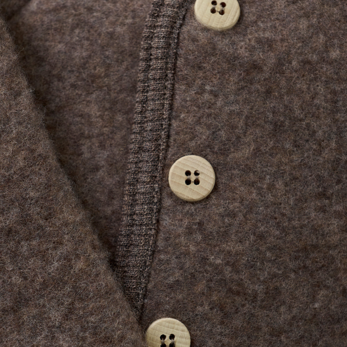 Wollfleece Jacke mit Knöpfen - Brown Melange