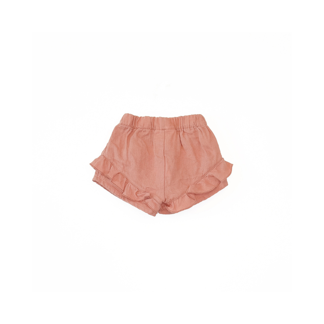 Leinen Shorts mit Kordel - coral