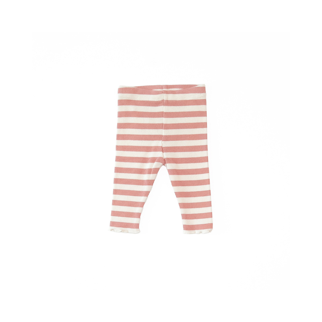 Basic Rib Leggings - coral/gestreift