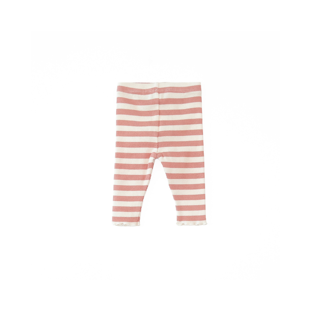 Basic Rib Leggings - coral/gestreift