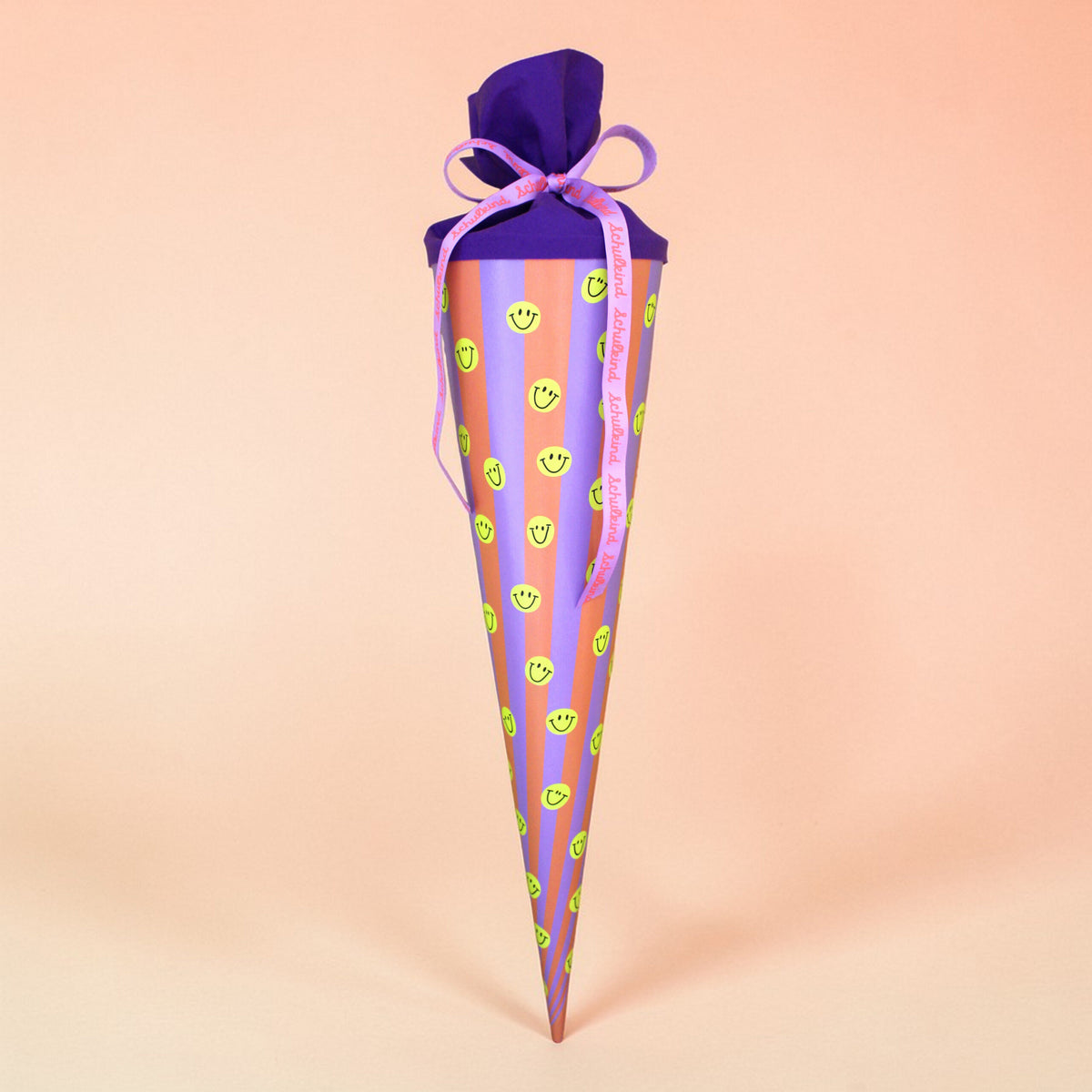 Schultüte 70cm - Smile, Streifen, flieder