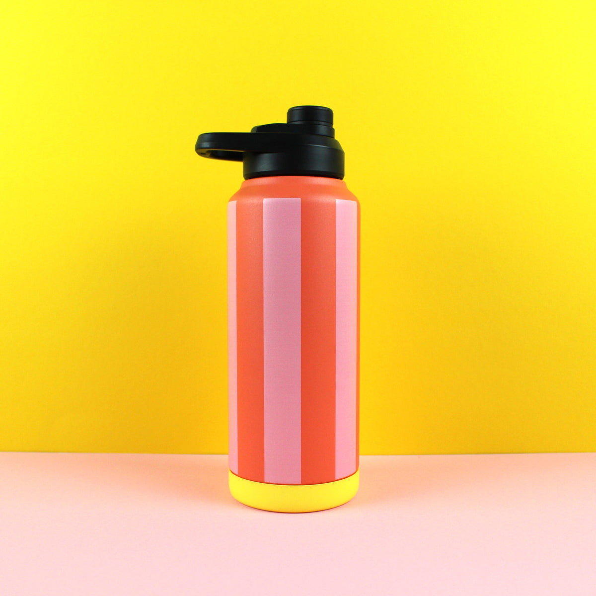 Trinkflasche Stripes 1L - feuerrot/rosa/gelb