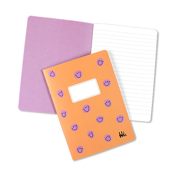 Notizheft apricot mit lila Smiles