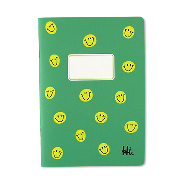 Notizheft grün mit gelben Smiles