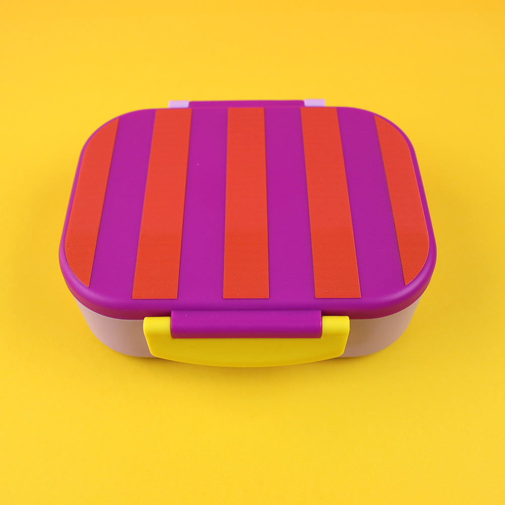 Znünibox gestreift - violett/rot/flieder
