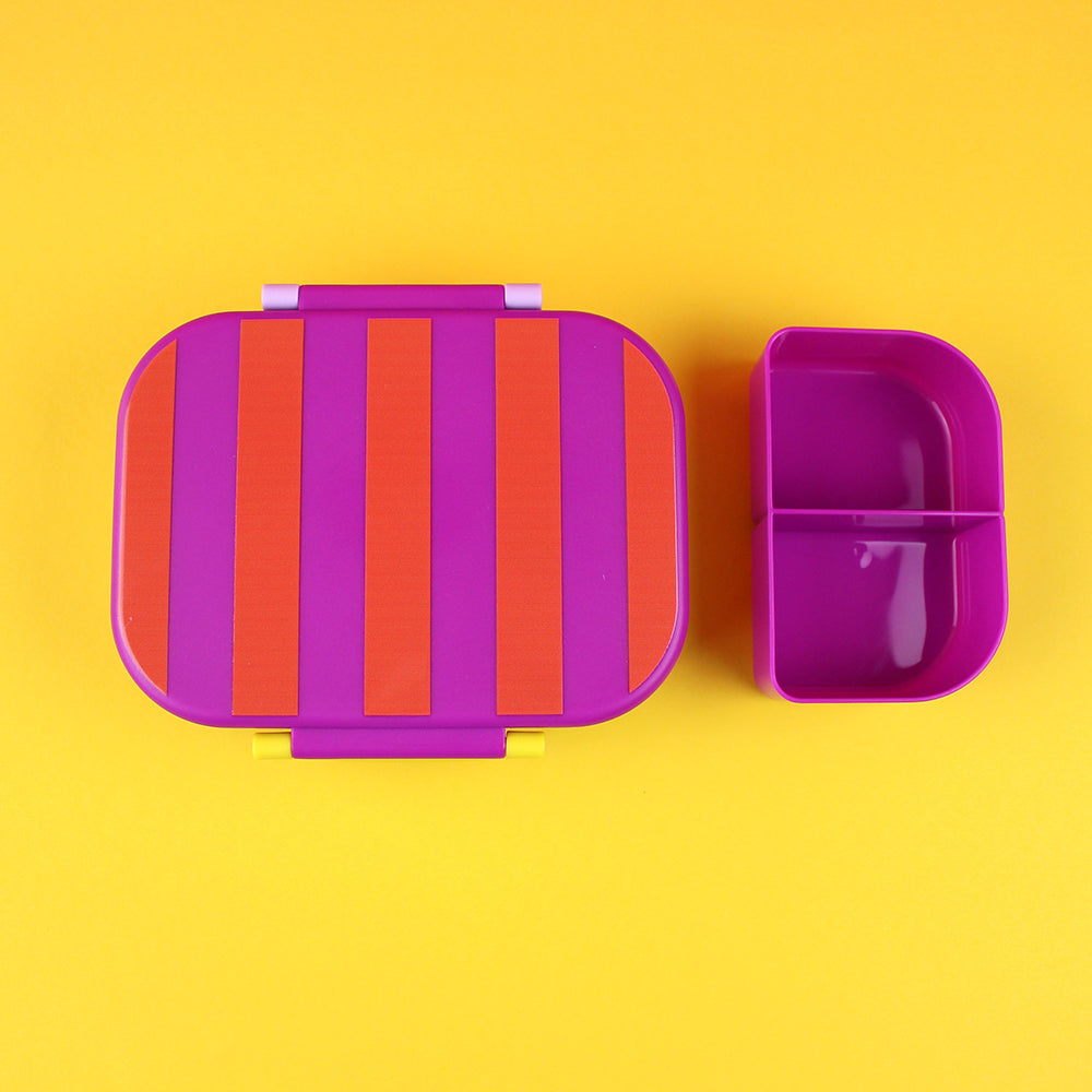 Znünibox gestreift - violett/rot/flieder
