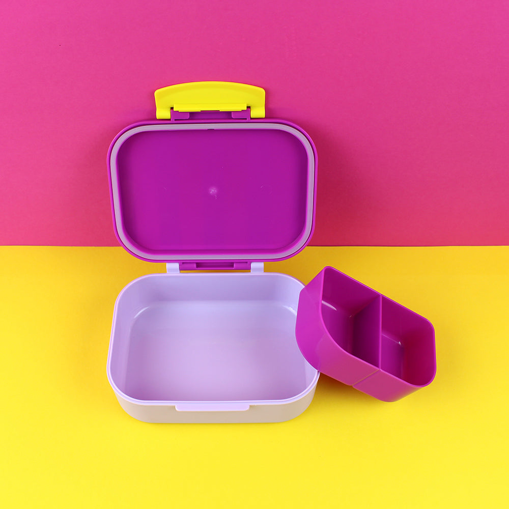 Znünibox gestreift - violett/rot/flieder