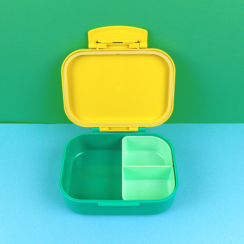 Znünibox gestreift - gelb/hellblau/grün