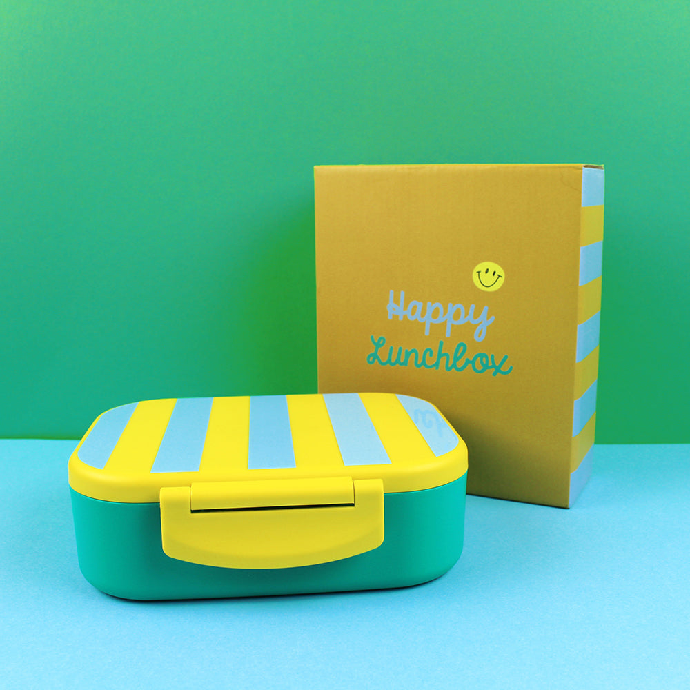 Znünibox gestreift - gelb/hellblau/grün