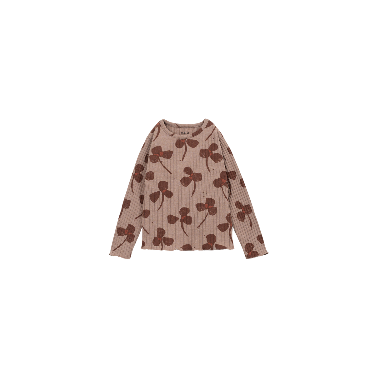 Langarm Shirt Baumwolle mit Blumen - braun