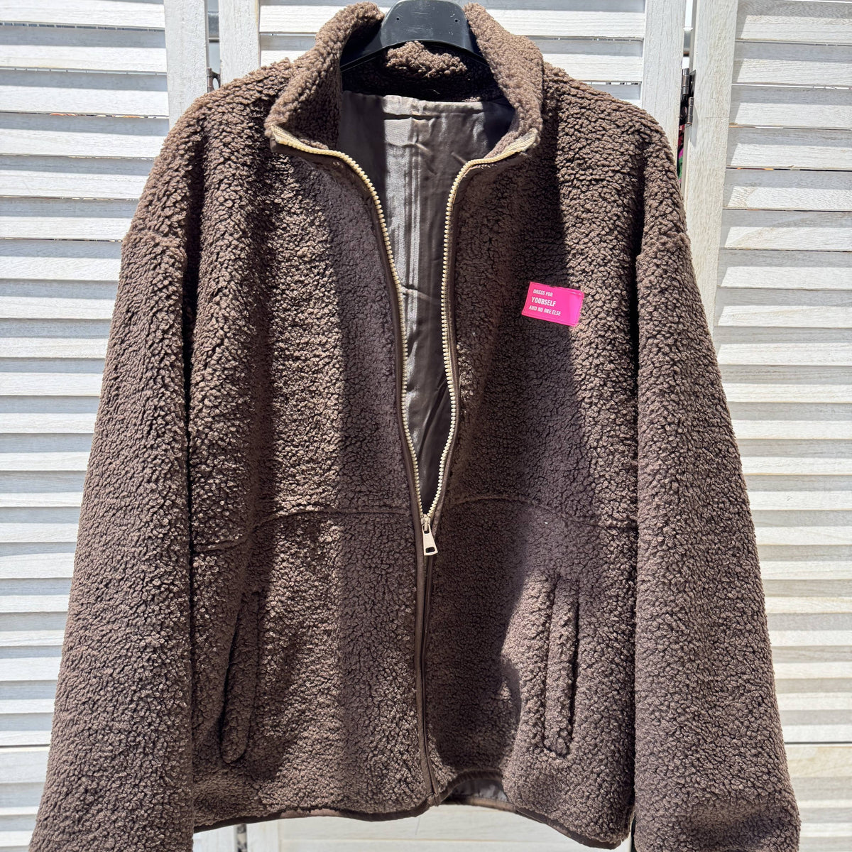 Teddyjacke mit Reissverschluss - braun