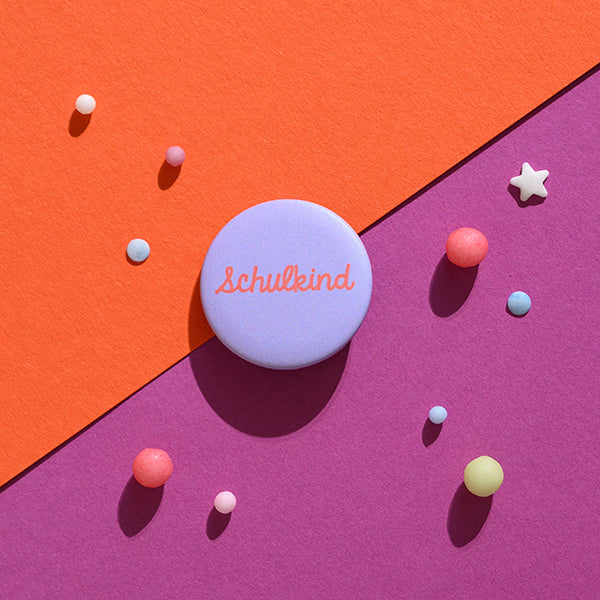 Button Schulkind - flieder/rosa