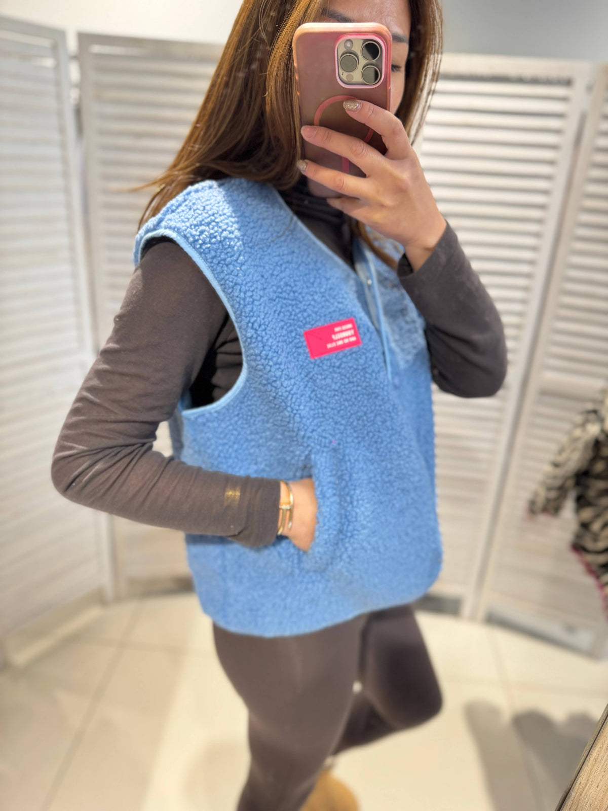 Teddy Fleece Veste - blau