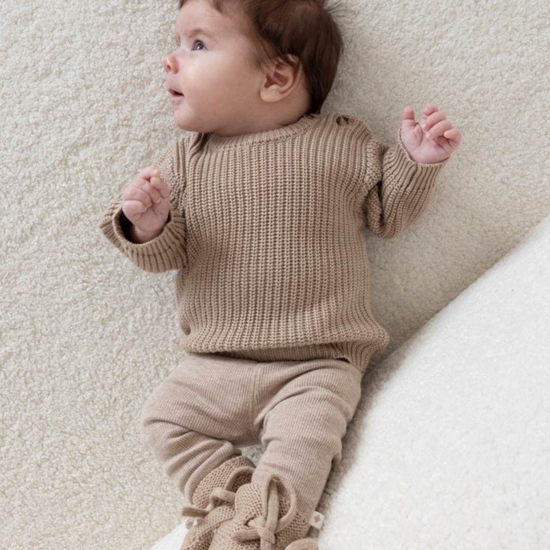 Baby-Strickpullover - taupe