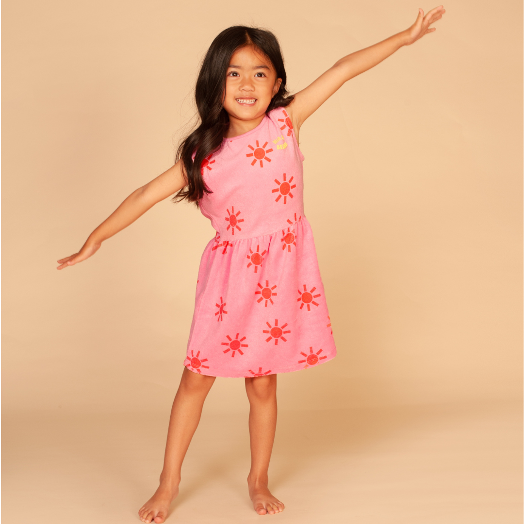 Frottee Kleid - Pink/Sonne