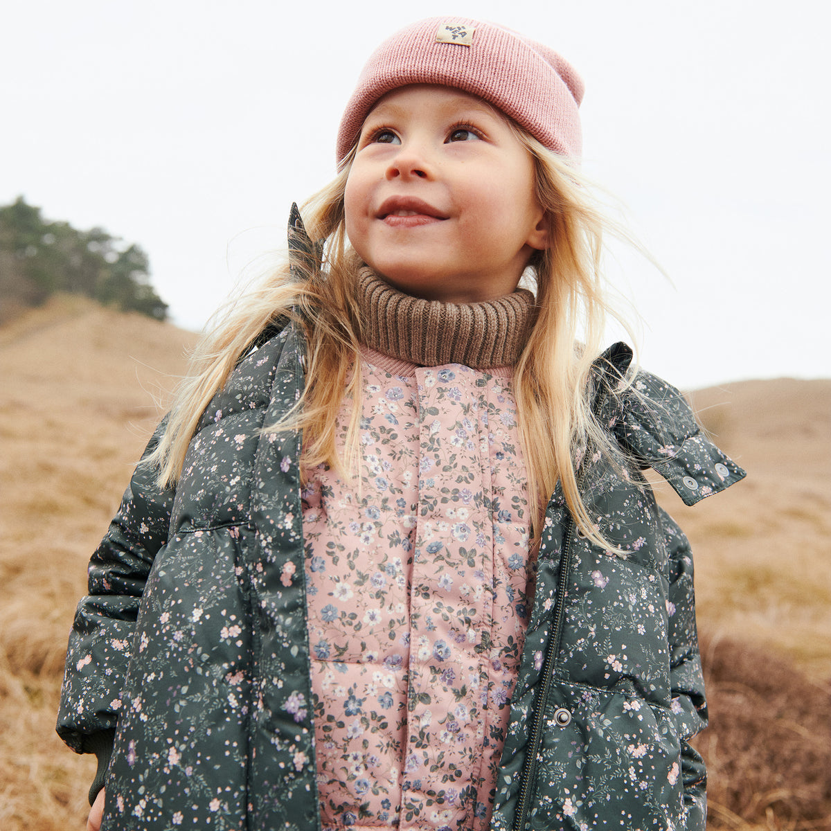 Puffer Vest Lakas - Rose Powder Flowers