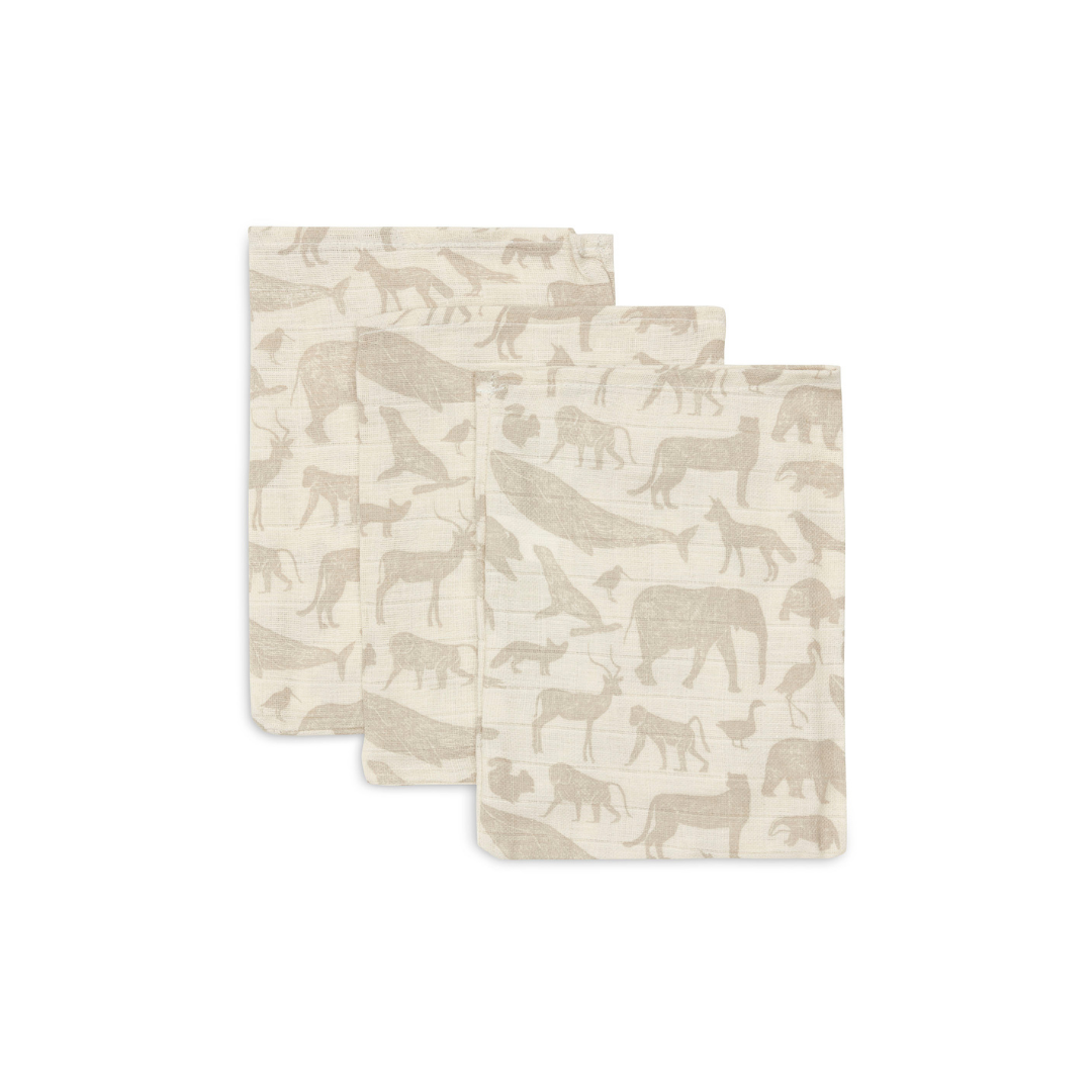 Waschlappen 15x20cm Animals Nougat (3pack)