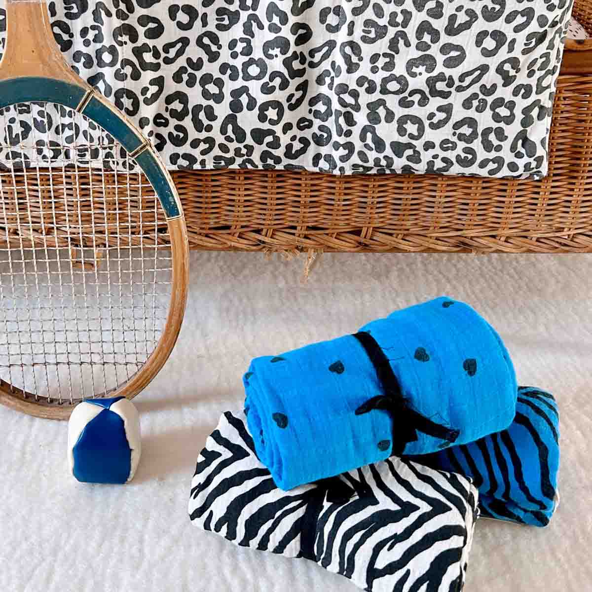 Musselin Halstuch Kinder - Blau mit Herz