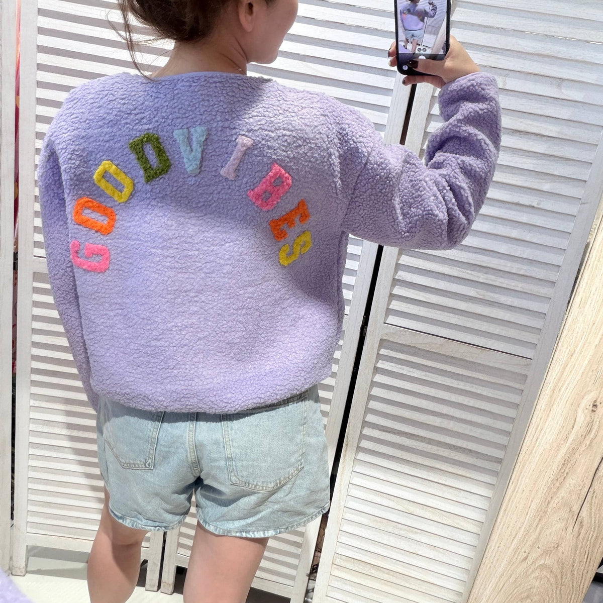 Teddjacke Good Vibes - flieder