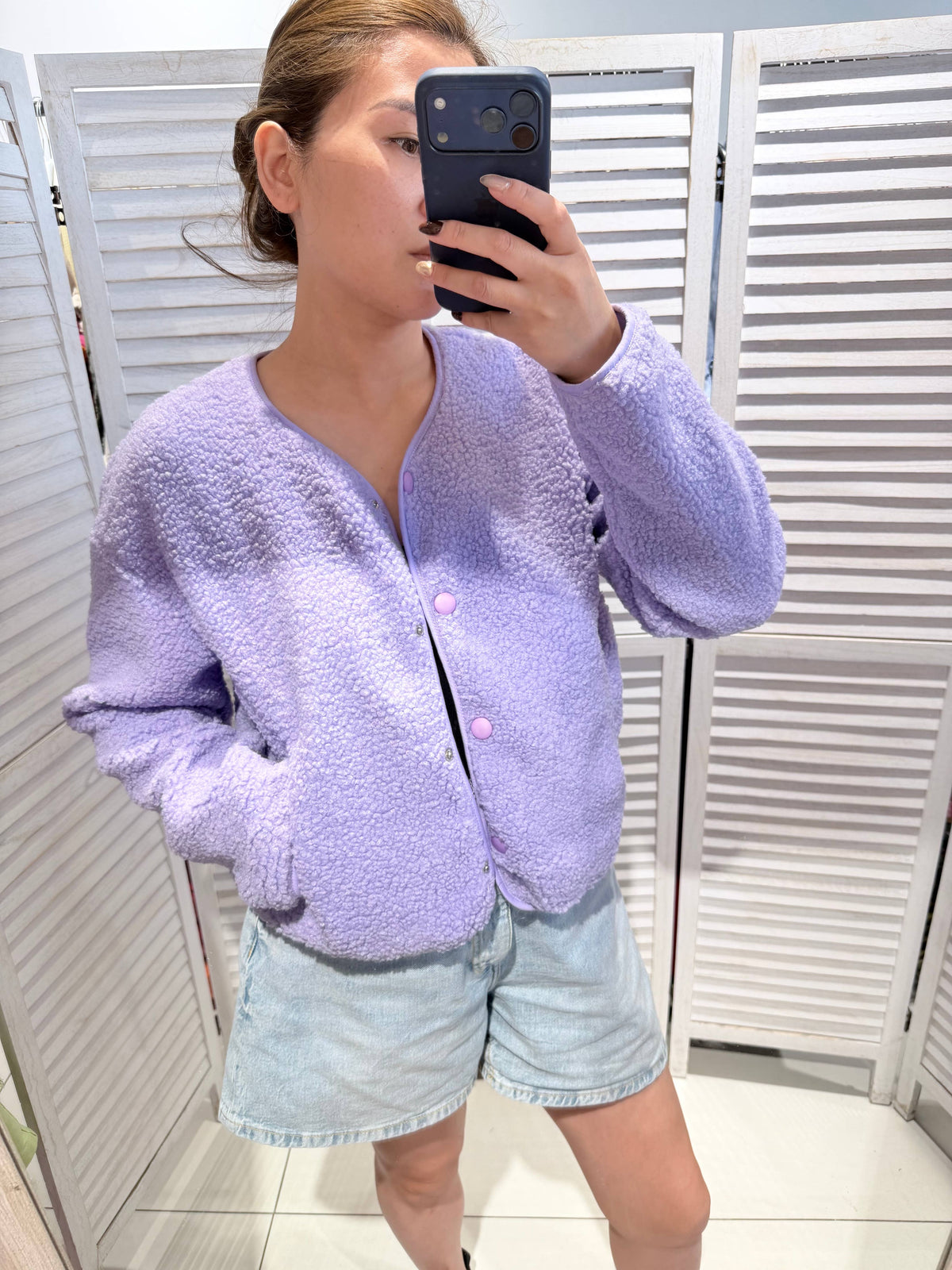Teddjacke Good Vibes - flieder