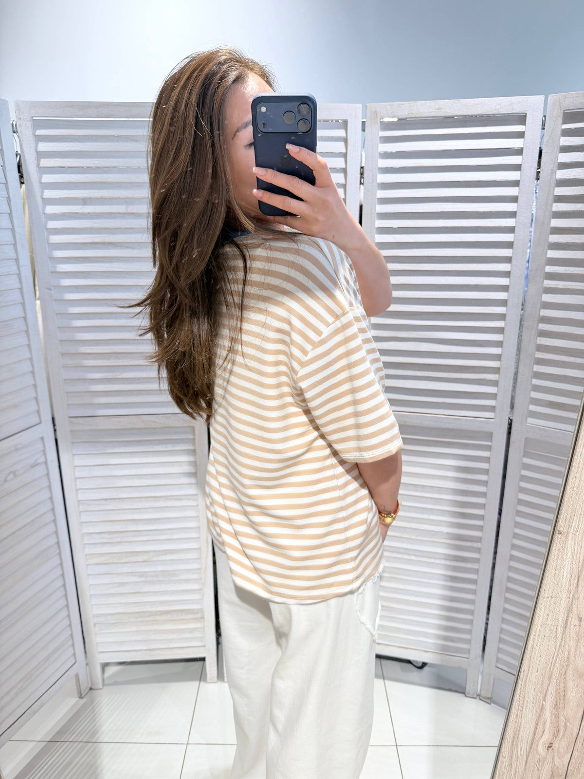 Gestreiftes T-Shirt Woman - beige/blau