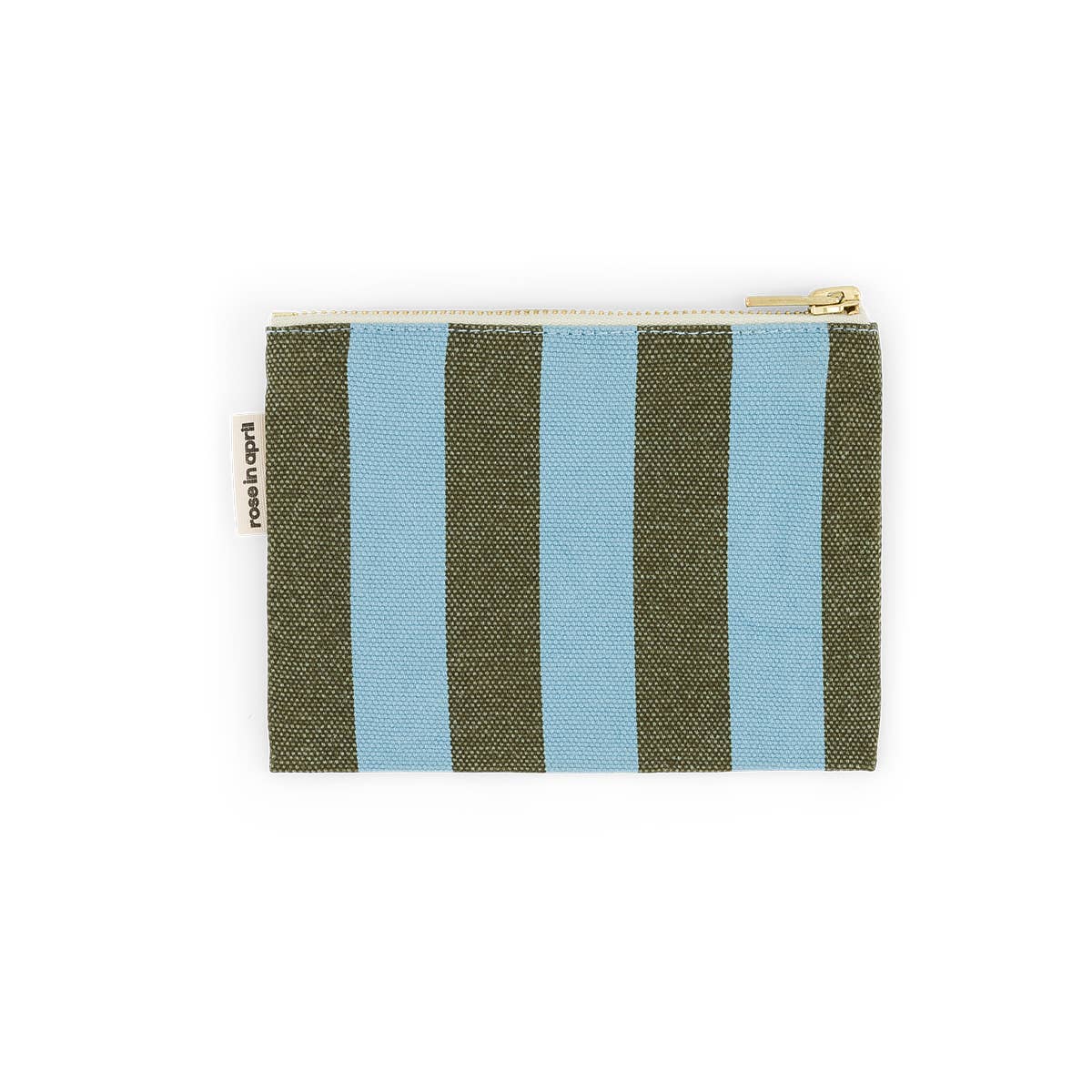 Baumwoll Portemonnaie - Blau/Olive gestreift