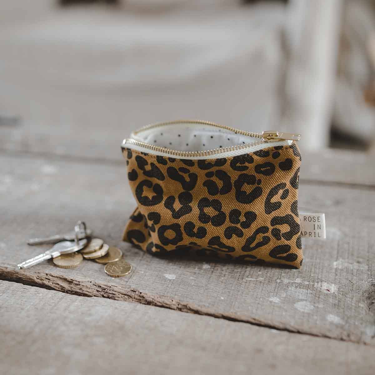 Baumwoll Portemonnaie - caramel/leo