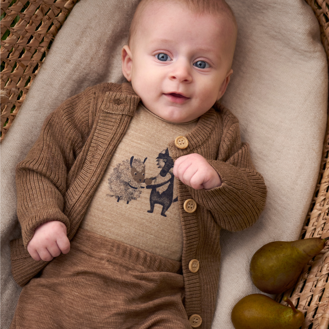Merino Strickjacke - Beige