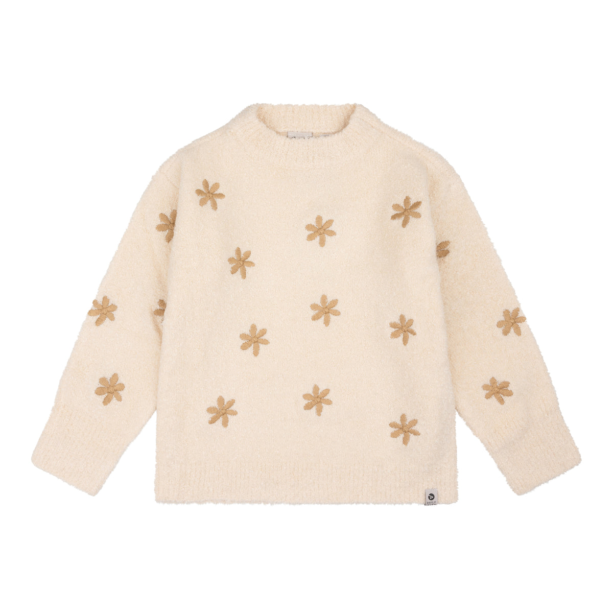 Strickpullover Blumen - beige